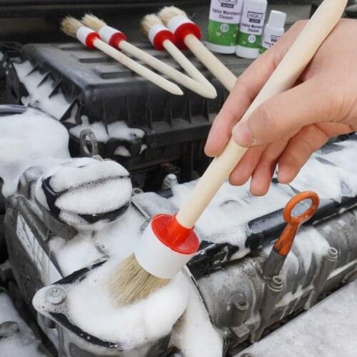 HOT!! Car Side Seam Detail Brush Cleaning Brush For Air Outlet Engine Air Conditioner Washable Round Head Wooden Soft Brush Kit