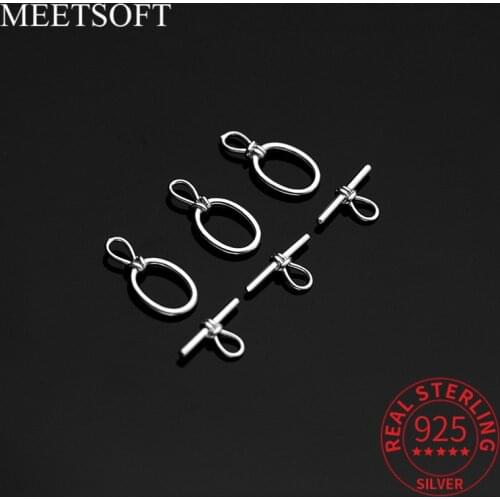 MEETSOFT S925 Sterling Silver set OT Letter Connection buckle Charms of DIY Handmade Jewelry Bracelet Deocration Accessory