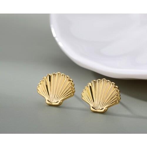 Sea Shell Stud Earrings For Women Stainless Steel Gold Silver Color Shell Statement Earrings 2021 Trend Female Beach Jewelry