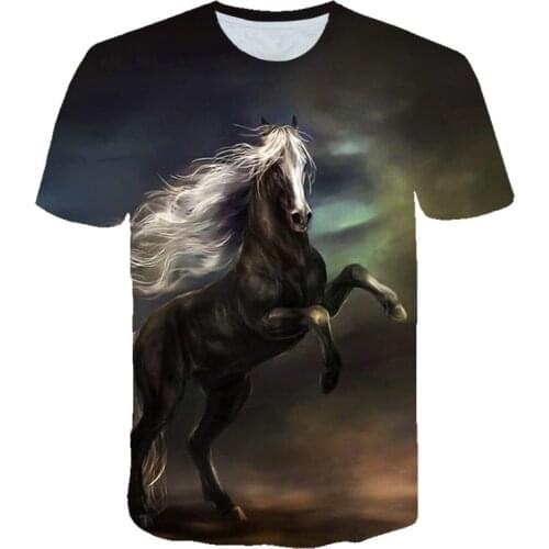 2021 New design Love Horse 3D Print Men t shirt Harajuku style T shirt summer Casual Popular T-shirt Retro Hip Hop tshirt Tops
