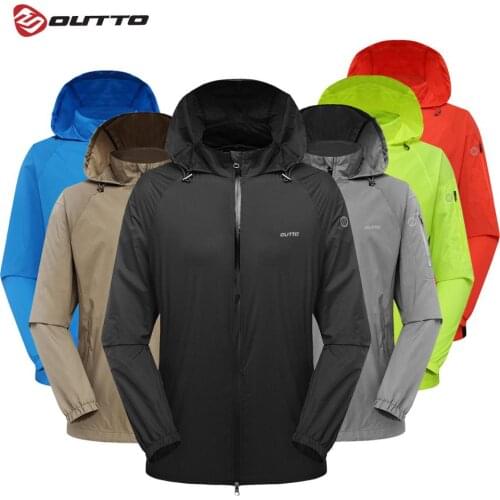 Outto Mens Quick Dry Skin Jackets Coats Outdoor Sports Clothing Camping Hiking Jacket Waterproof Anti-UV