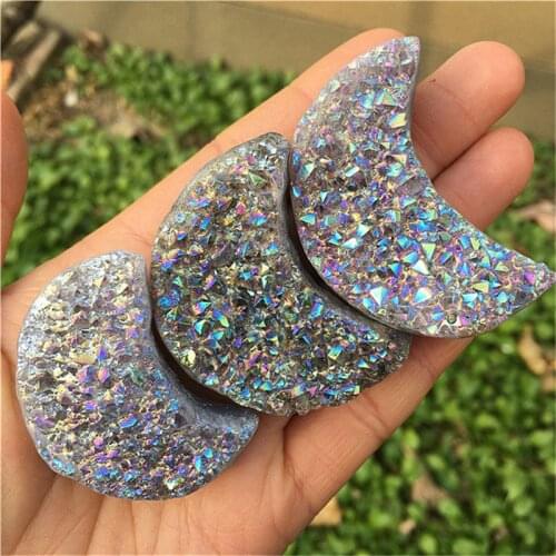 Natural Quartz Purple Crystal Amethyst Cluster Moon Shaped Healing Stone