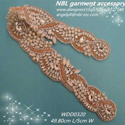 NEW opal color crystal bridal beaded rhinestone applique for wedding dress WDD0320