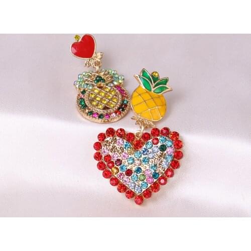 New Geometric Heart Circle Earrings Rainbow Crystal Hanging Dangle Jewelry Wholesale Vintage Big Earring For Women 2021 Za