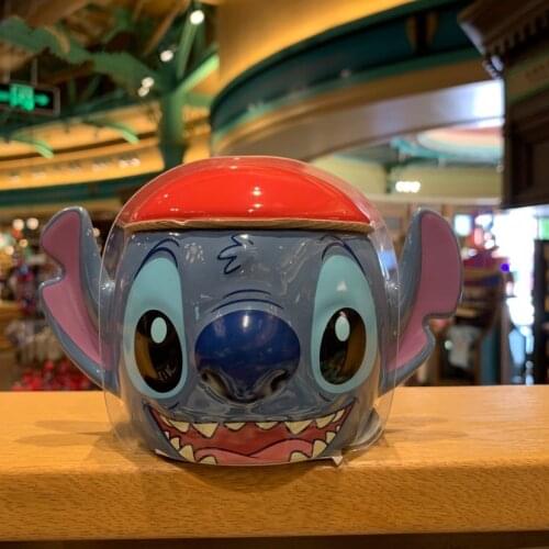New style Shanghai Disney Pirates of the Caribbean Stitch Cartoon Ceramic Mug Drinking Cup Decoration Gift with Lid AG2551