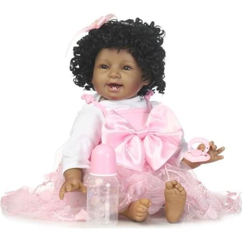 NPKCOLLECTION reborn baby doll new design black girl doll soft vinyl silicone baby fashion gift for children on Christmas