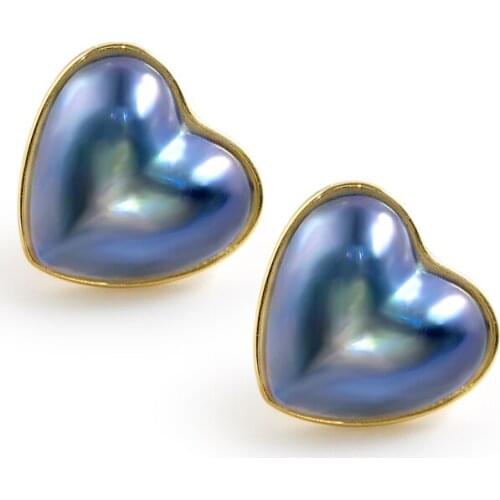 Blue sounth sea MABE pearl 18K heart necklace earrings ring blue color 15-18mm wholesale beads FPPJ