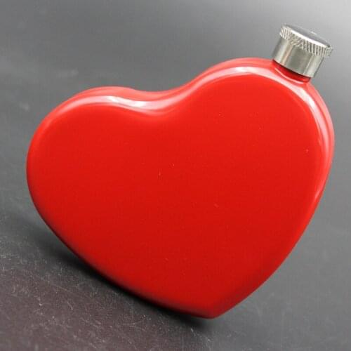 20pcs 4.4 OZ Stainless Steel Portable Painted Heart Shape Small Hip Flask Whiskey Vodka Bottle Gift ZA6736