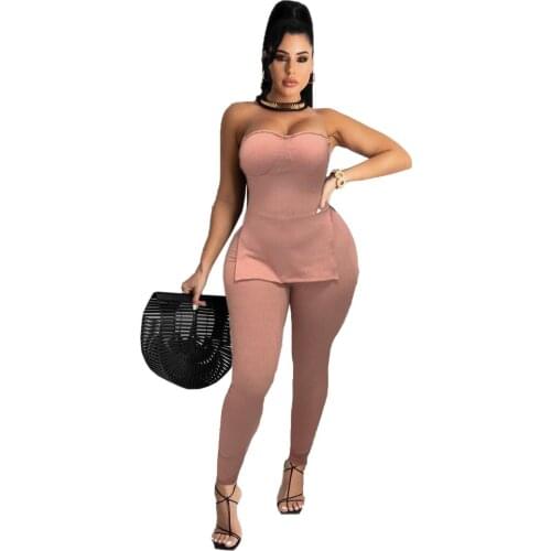 Casual Knitted Rib Solid 2 Piece Set Women Sexy Off the Shoulder Slit Tube Top + Leggings Bodycon Club wear Two Piece Set Outfit