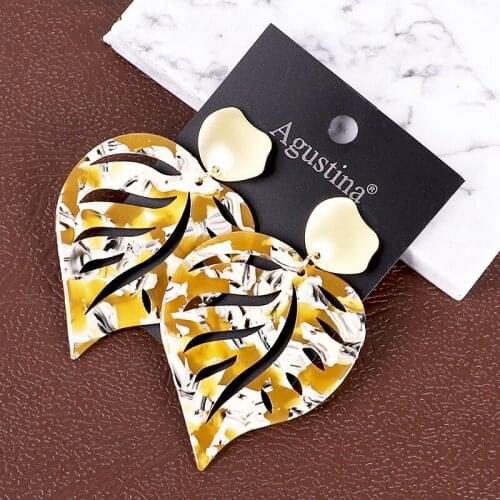 Earrings women fashion acrylic style bohemian new lady party jewelry korean vintage geometric resin bridal ethnic 2019 gold