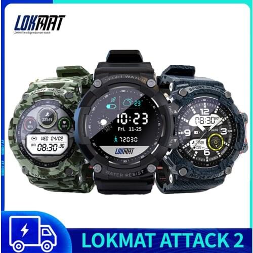 LOKMAT ATTACK 2 Smart Watch Men Bluetooth 5.1 Waterproof Fitness Tracker Sleep Heart Rate Blood Pressure Sports Smartwatch