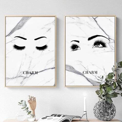 Modern Home Decoration Nordic Style Eyelash Eyebrows Canvas Painting Pictures Wall Artwork Prints Modular Poster For Living Room