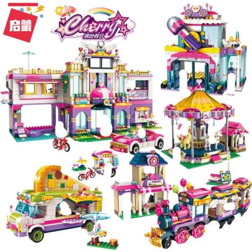 Friends Building Block Girls Enlighten Cherry Ice Carnival City Town Star Training Center Model Educational Bricks Toys for Kids