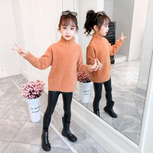 Girl Sweater Kids Baby Outwear Tops 2021 Mink Fleece Thicken Warm Winter Autumn Knitting School Sport Pullover Children Clothing