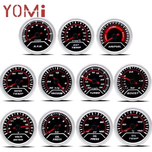 YOMI 2" gauge 52mm Car boost gauge bar psi Exhaust gas temp water temp oil temp oil press Air fuel gauge voltmeter tachometer