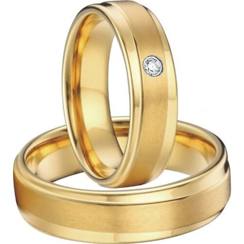 Custom unique private wedding bands promise rings sets for men and women gold color titanium jewelry
