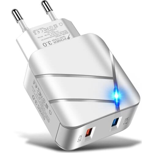 USB Charger Quick Charge 3.0 2 Port QC3.0 Fast Charging For iPhone Samsung Xiaomi Huawei Tablet Smart Phone LED Lighting Adapter