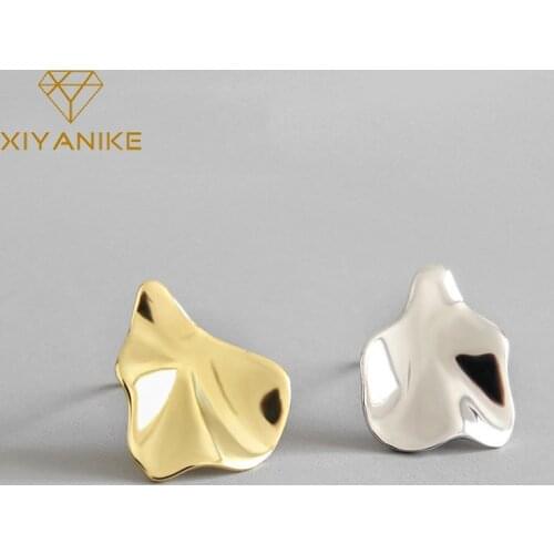 XIYANIKE 925 Sterling Silver Irregular Leaf Stud Earrings Female Fashion Romantic Prevent Allergy Handmade Jewelry Brincos Gift