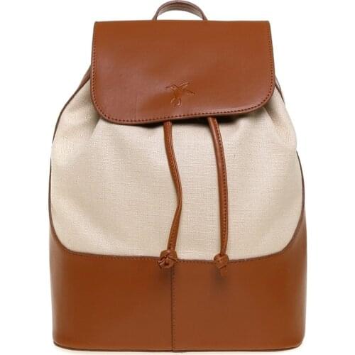 Womens Backpack Bag Tan And Black Colors Faux Leather Summer High Quality Underwear