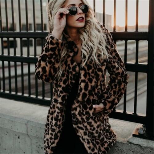 Fur Coat Women Winter 2021 Plus Size Leopard Faux Fluffy Hair Jacket Fur Cardigan Faux Fur Coat Warm Long Fur Coat Cape Women