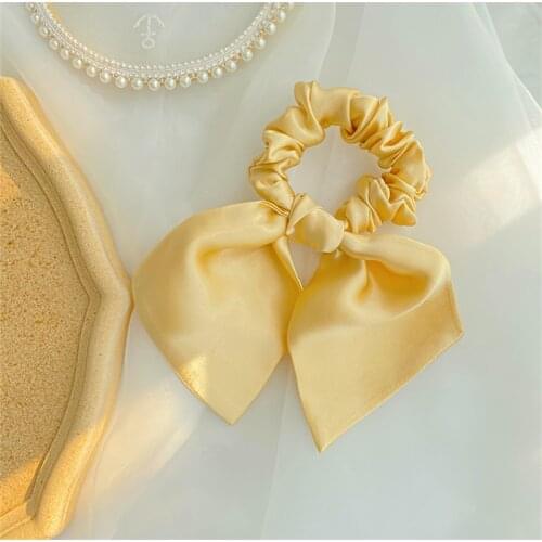Silk Hair Scrunchie 1pc Solid Color Ribbon Streamer Women Mulicolor Hair Bands Cute Scrunchie Pure Silk