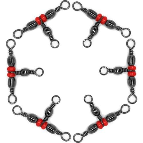 20Pcs 3 Way Brass Fishing Rolling Barrel Swivel Bearing Connector Solid Ring New Y51D