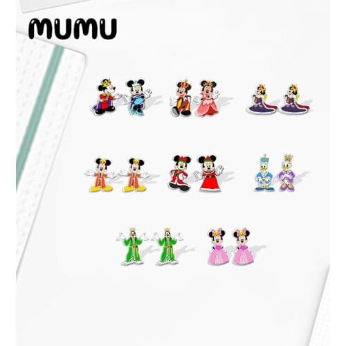 2021 New King and Queen Mickey Minnie Stud Earring Cute Epoxy Jewelry Resin Acrylic Earrings Handmade Gifts Fans