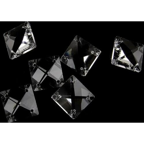 40pcs 22mm X 22mm 4 Holes Square Crystal Beads Prism Chandelier Lamp