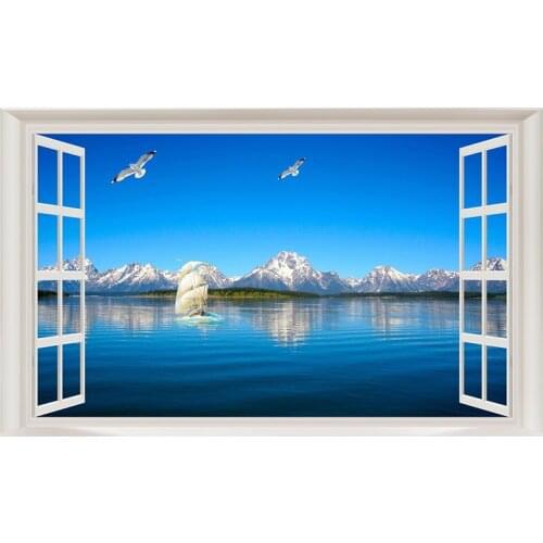 5D DIY full square round drill Diamond painting Scenery Lake bird outside the window Cross Stitch 3d mosaic Wedding decoration