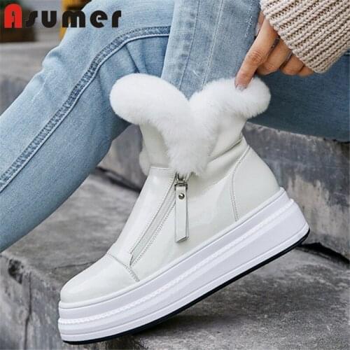 Asumer 2021 new arrive winter shoes women snow boots thick fur warm comfortable casual shoes fashion ankle boots women