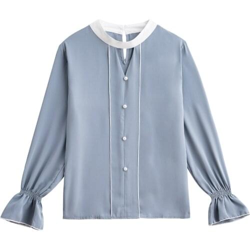 Blusas Mujer De Moda 2021 Blouse Women Beading V-neck Chiffon Blouse Shirt Tops Long Sleeve Women Blouses Shirts Top Female B766