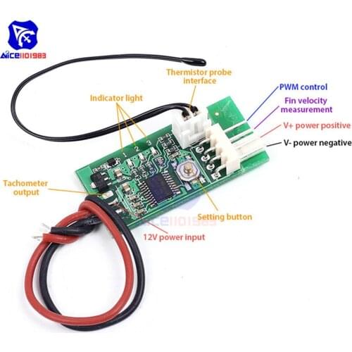 Diymore DC 12V PWM Temperature Detector Probe Controller 4-Wire Temperature Fan Speed Controller Governor for PC Fan STK IC