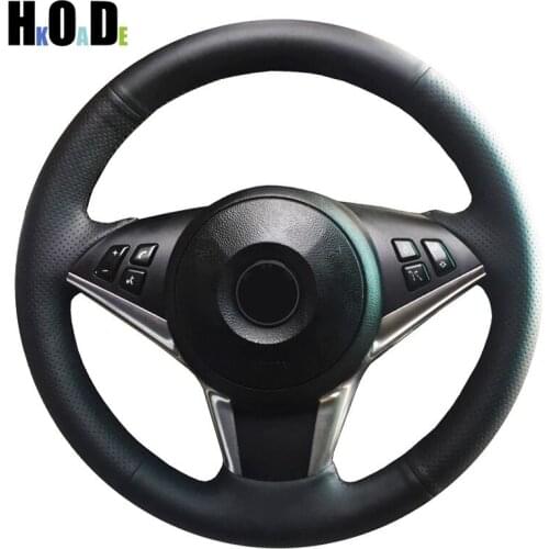 DIY Black Artificial Leathers Car Steering Wheel Covers for BMW E60 530d 545i 550i E61 Touring 2005-2009 E63 E64 63