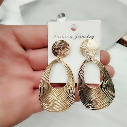 Long Water Drop Earrings Luxury Statement Geometric Big Gold Silver Drop Earrings For Women Party Personality Jewelry 2020