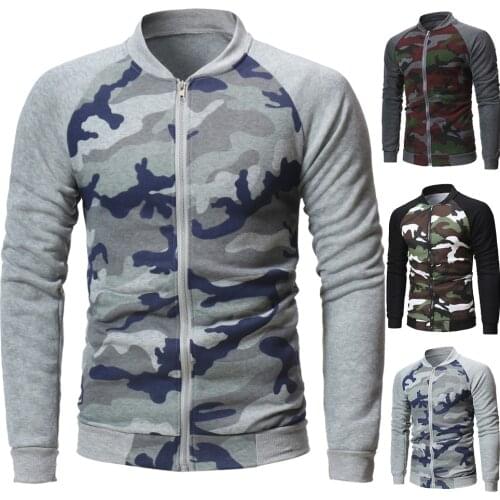 Mens Personalized Camouflage Color Matching Sweatshirt for Men