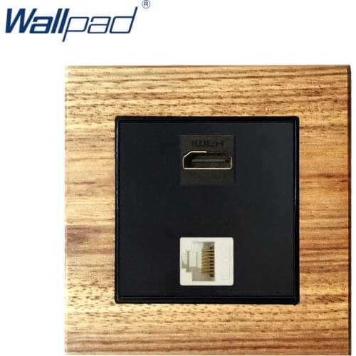 HDMI-compatible RJ45 CAT6 Socket For Data Transmission Wallpad Luxury Wooden Panel Electric Wall Electrical Outlets For Home