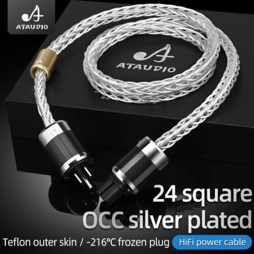 Hifi Siver-Plated Power Cable High Quality OCC Silver Power Cord With Carbon Fiber EU US AU Plug