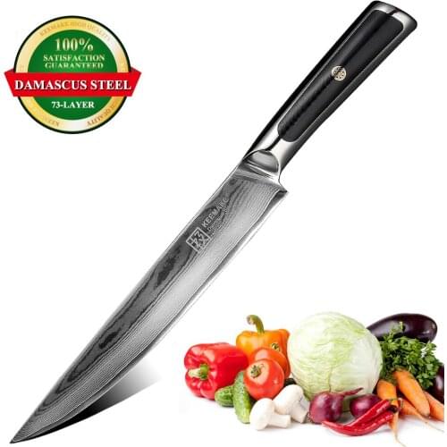 KEEMAKE 8" inch Slicing Knife Kitchen Chef Knives Japanese Damascus VG10 Steel Razor Sharp 60HRC Blade Cutting Tools G10 Handle