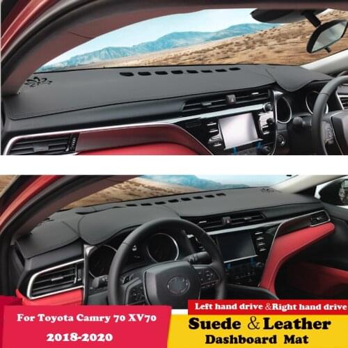 For Toyota Camry 70 XV70 2018 2019 2020 Leather Dashmat Dashboard Cover Sunshade Protect Carpet Dash Mat Accessories Suede