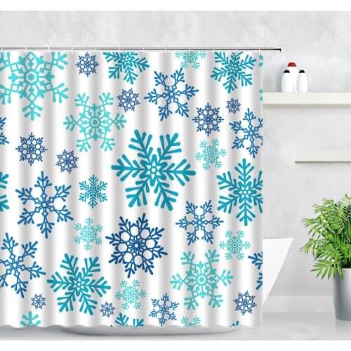 Creative Blue Snowflake Shower Curtains Personality Design Simple Home Wall Decor Cloth Bathroom Waterproof Hooks Bath Curtain