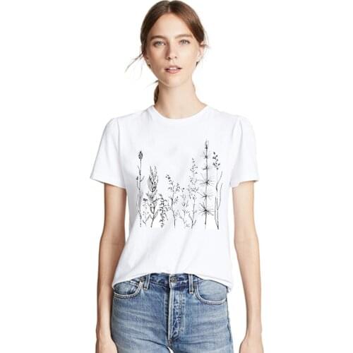 Fashion summer T-shirt Vintage Plant New Coffee Botanical Plant Print Art Botany Bloom Fruit Flower Hot Fun T-shirt