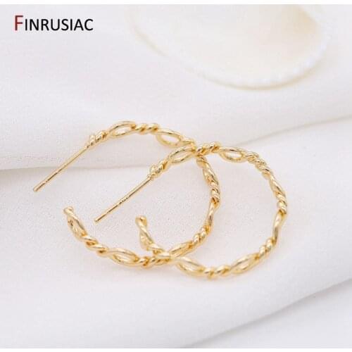 Fashion Gold Plated Twist Round Earrings For Women 2021 Simple Circle Post Earrings Korean Jewelry