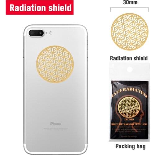 Newest Design Hollowing Techniques Round Golden Sticker Anti Radiation Sticker for Cell Phone 5pcs/lot