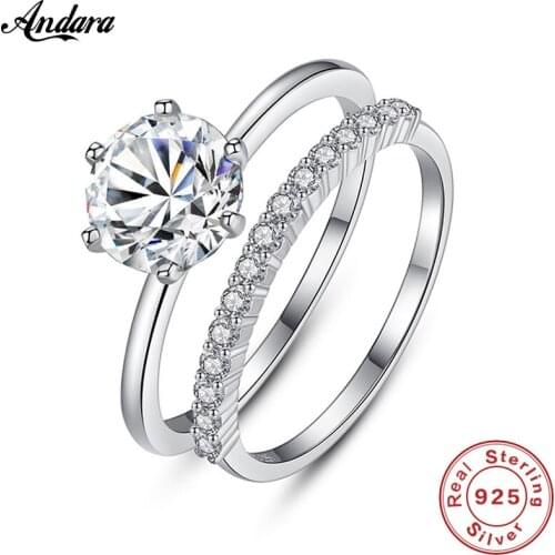 2019 New Lover Round Claw Ring AAAAA Zircon CZ 925 Sterling Silver Filled Engagement Wedding Band Ring For Women