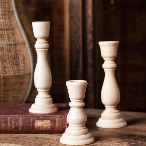 4/6.88in Wedding Wooden Candle Holder Wedding Candlestick Tall Vintage Pillar Candle Holders Wedding Centerpieces Home Decor