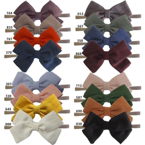 36pc/lot Cotton Linen Bow Nylon Baby Headband,Handtied Bow Nylon Headbands for Girls Baby photography Hair Accessories