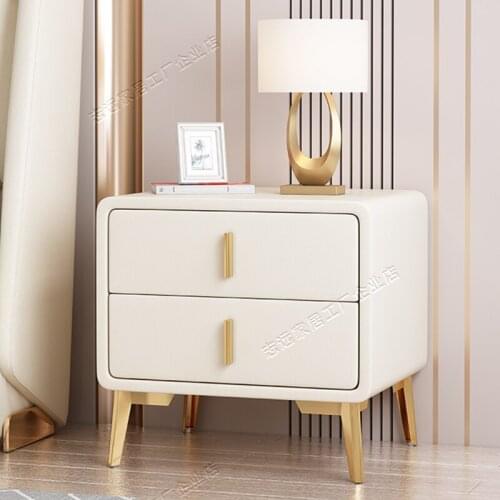 TT Installation-Free Bedside Table Simple Modern Mini Small Nordic Simple Light Luxury Solid Wood Leather Storage Rack