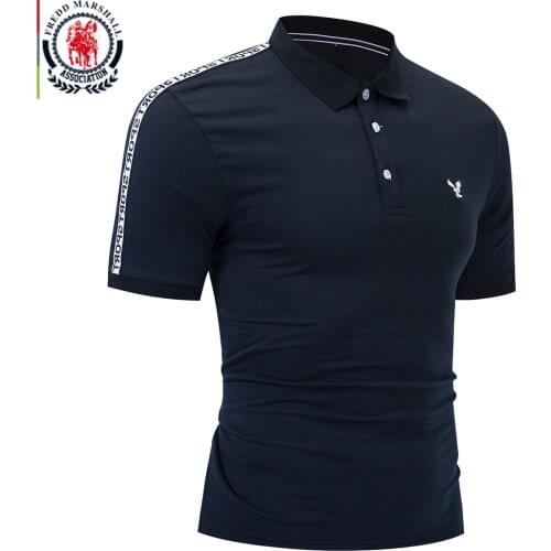 FREDD MARSHALL 2020 Summer New Fashion Slim Solid Color Casual Polo Shirt Men Short Sleeve 100% Cotton Embroidery Polo Shirt 524