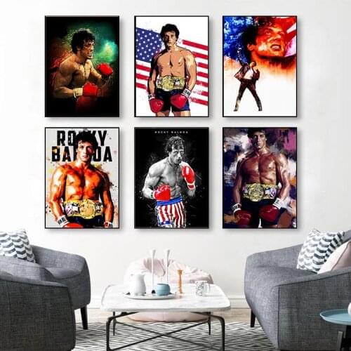 Self-adhesive Wall Sticker Abstract Rocky Balboa Boxing Bodybuilding Painting Posters Prints Wall Art Picture for Home Decor