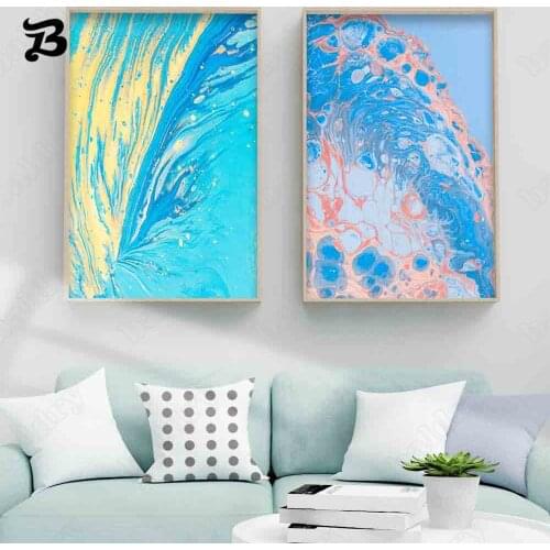 Nordic Abstract Art Oil Painting Splash Ink Colorful Waves Wall Art Canvas Painting HD Prints for Living Room Home Decoration